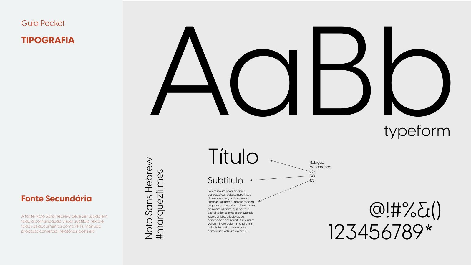 Tipografia secundária — Noto Sans Hebrew para textos