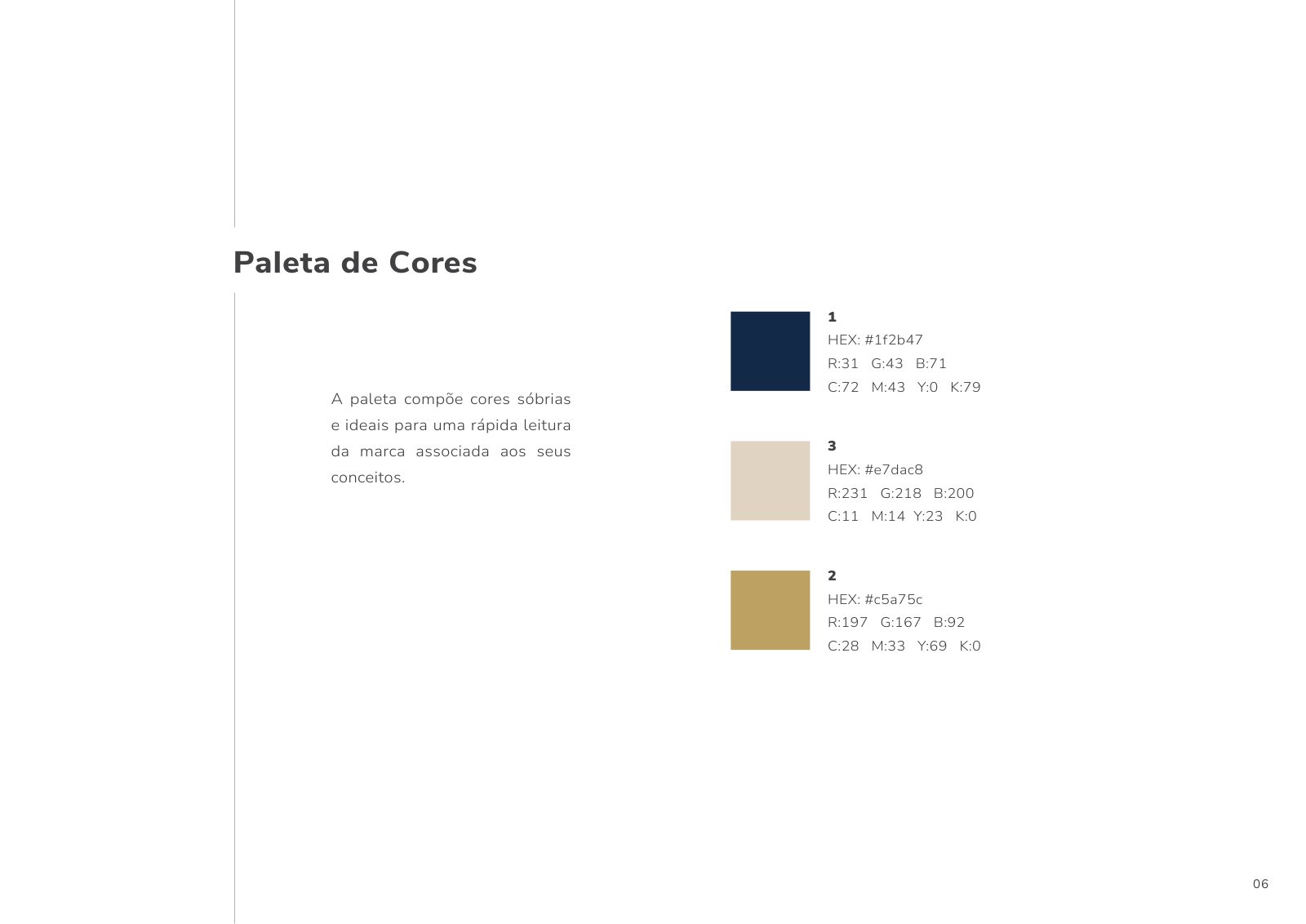 Paleta — azul-noite #1F2B47, dourado #C5A75C, areia #E7DAC8