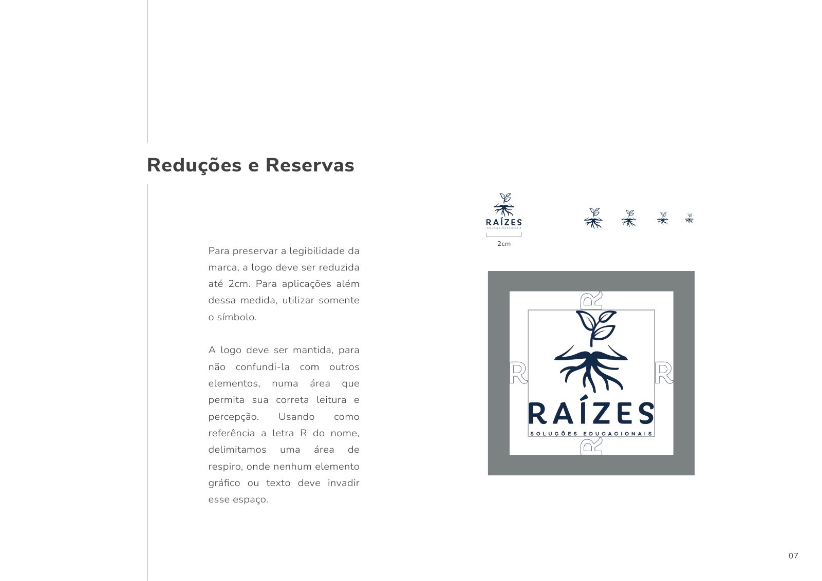 Reduções e reservas — área de respiro e tamanho mínimo