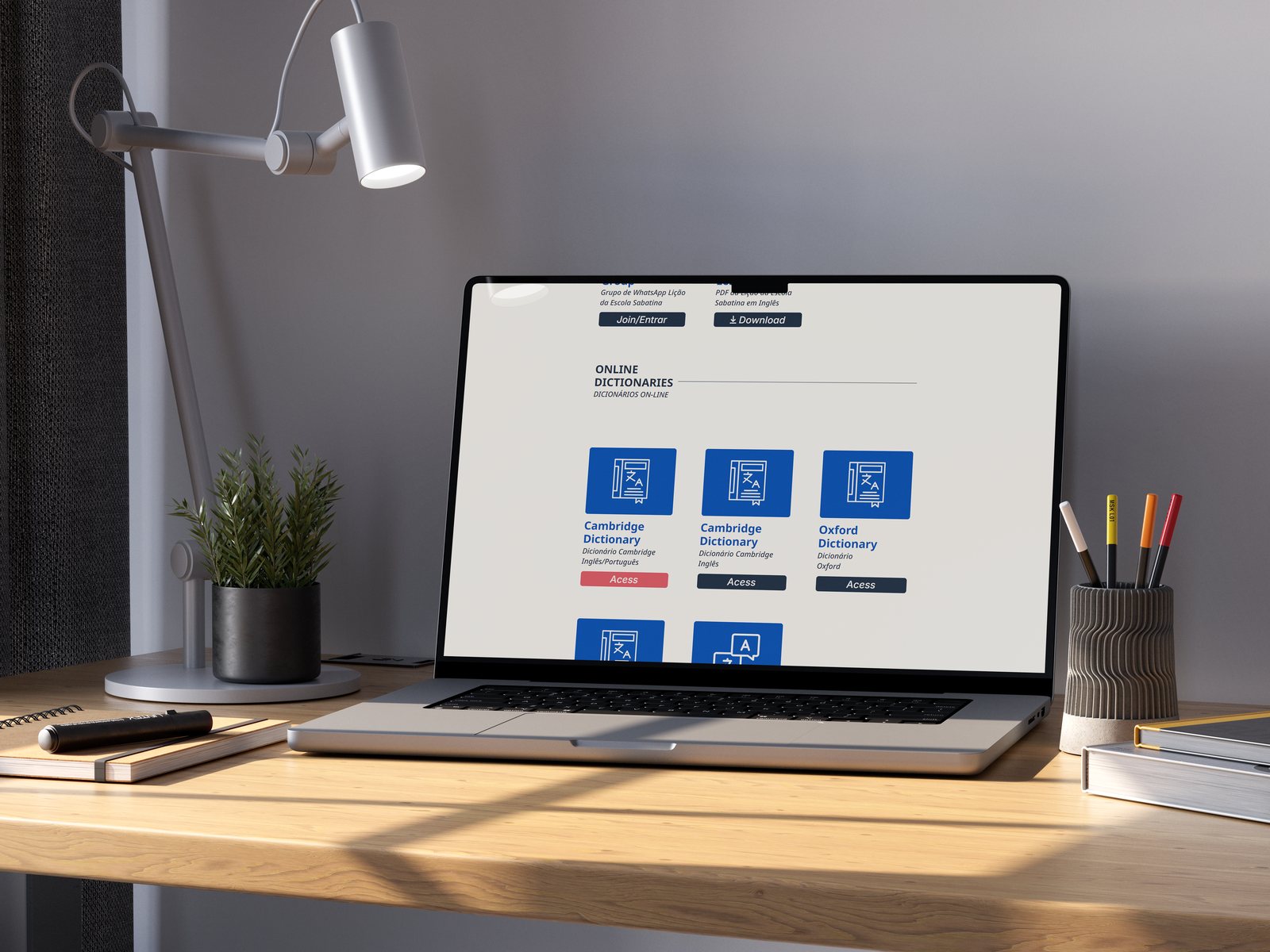 Laptop — website with online dictionaries